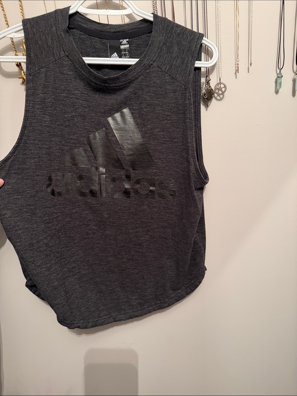 adidas Black Gloss Logo Sleeveless Tank